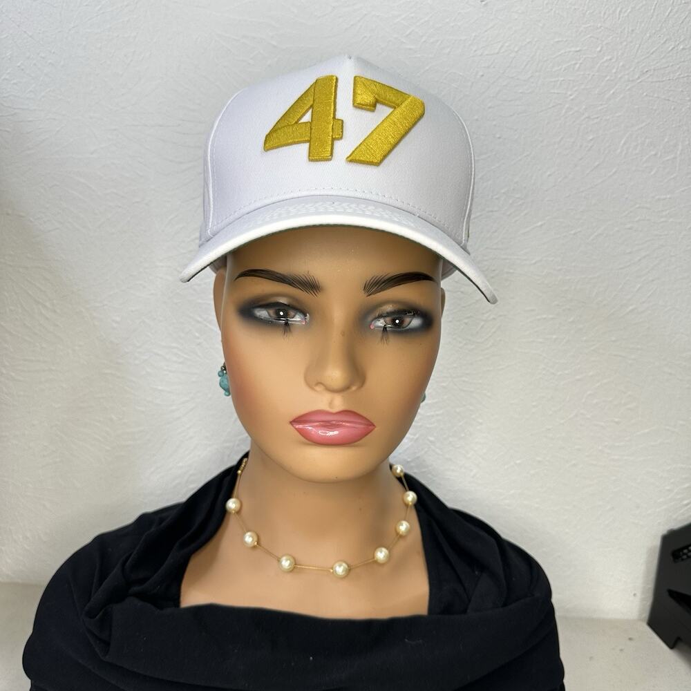 Rare Official Turning Point USA Charlie Kirk White Gold Trump 47 Hat NWOT TPUSA
